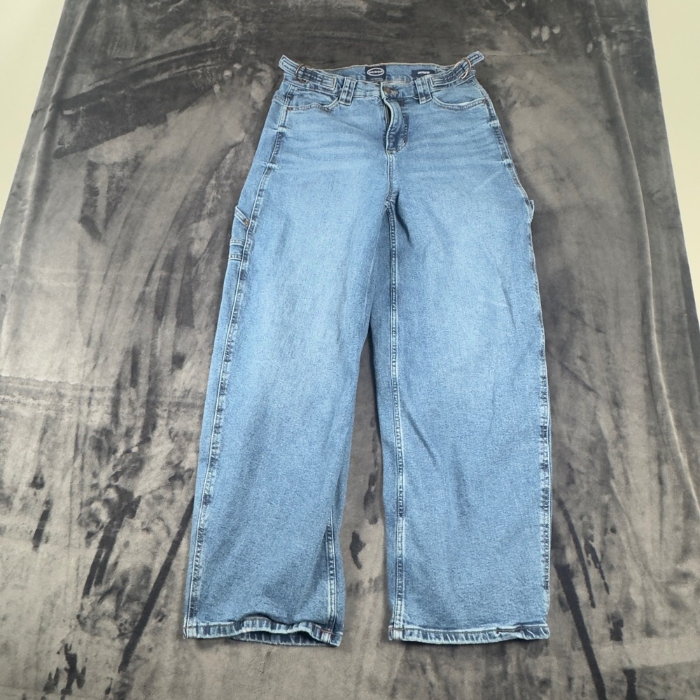 Scoop Carpenter Jeans Womens 2 Blue Wide Leg High Rise Utility Denim